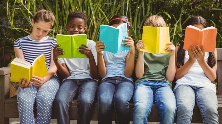 children reading books