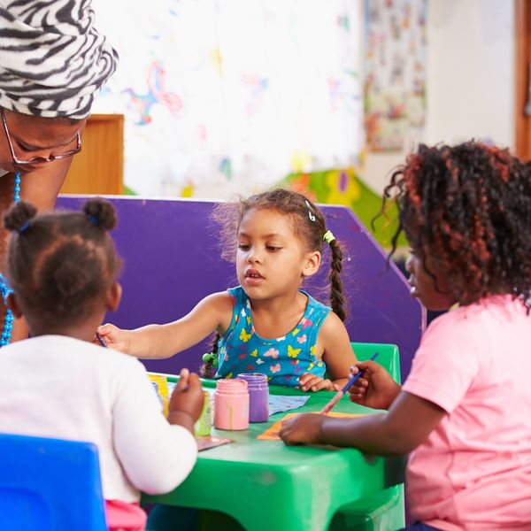 Kids painting together