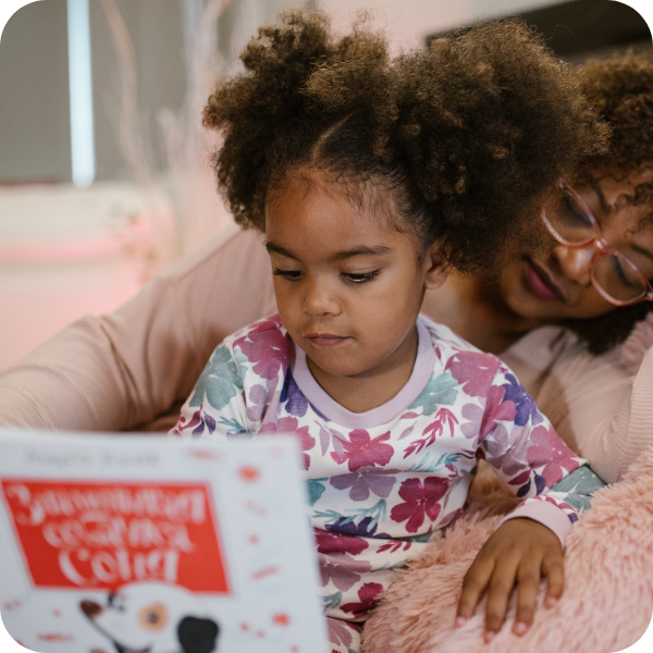 mom and child reading a book