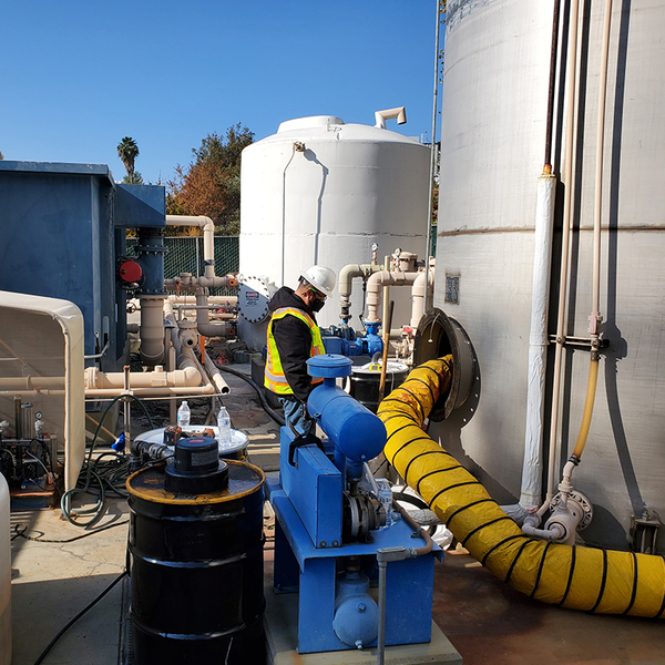 above-ground storage tank being drained