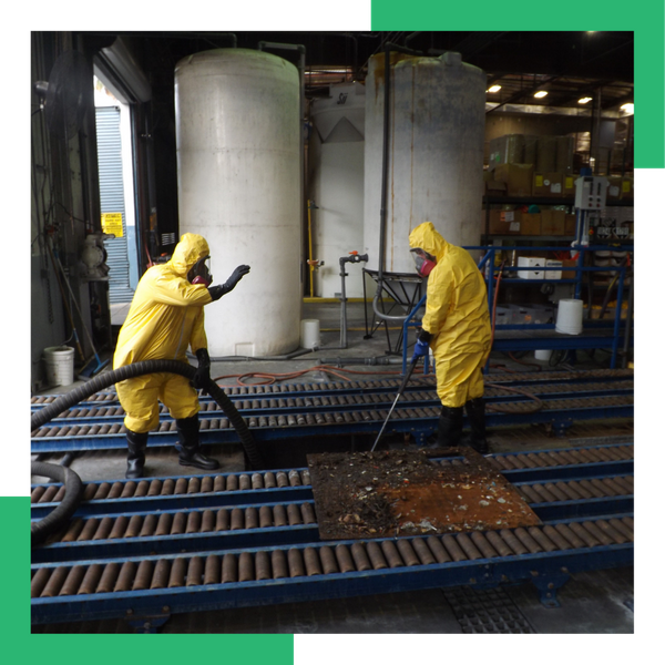 Hazmat crew cleaning hazardous material