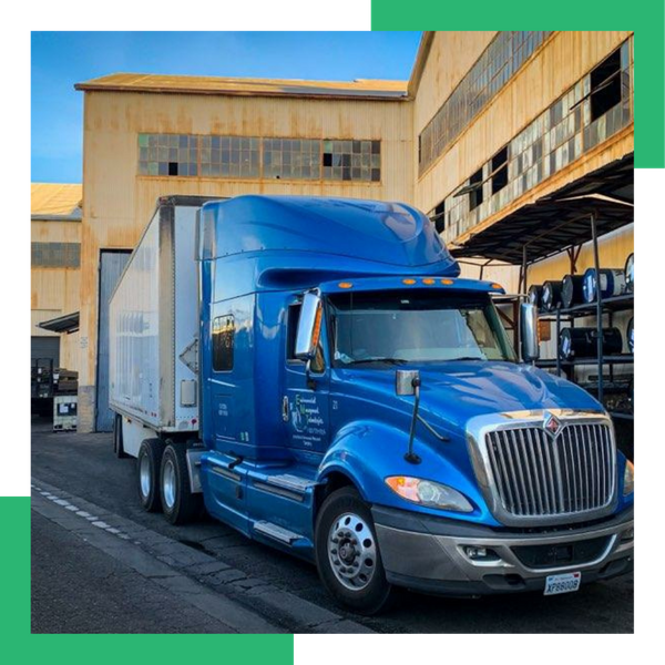 Semi truck ready to haul waste