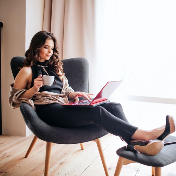 woman sitting comfortably in home