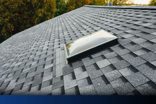 Roof skylight on shingles flat polymeric roof-tiles