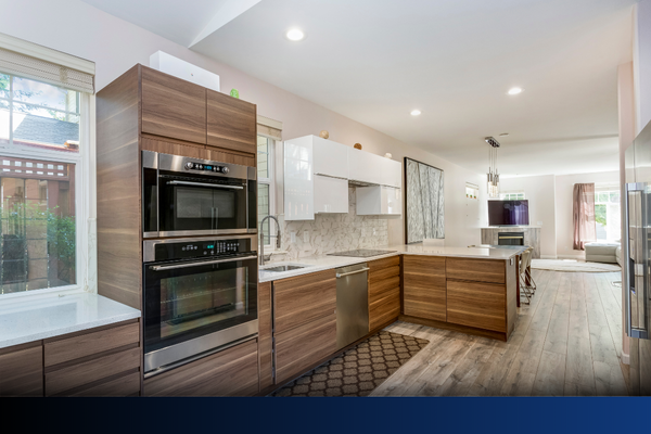 Contemporary kitchen design in a remodeled home.