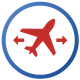 icon of plane with arrows pointing out from either side, stretched icon of plane with arrows pointing out from either side, stretched