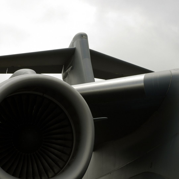 closeup of military airplane engine