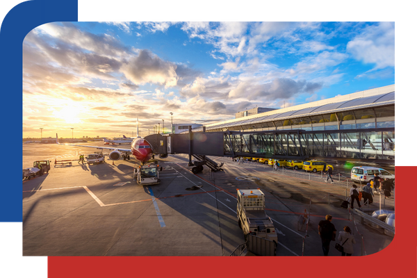 Side view of airplane and tarmac