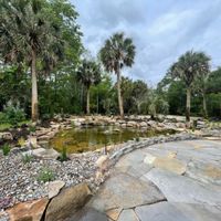 a pond surrounded by stones