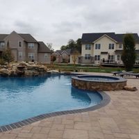 a pool with a water feature