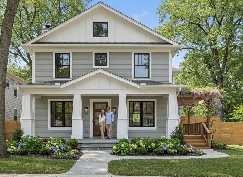 Modern Gray House with Young Couple
