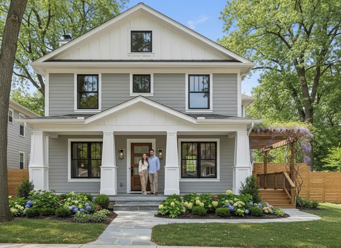Modern Gray House with Young Couple