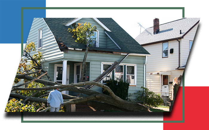 image of a storm damaged house