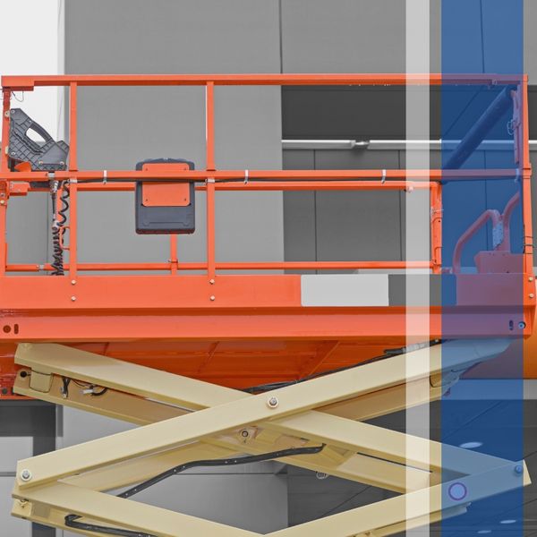 Close-up of a scissor lift