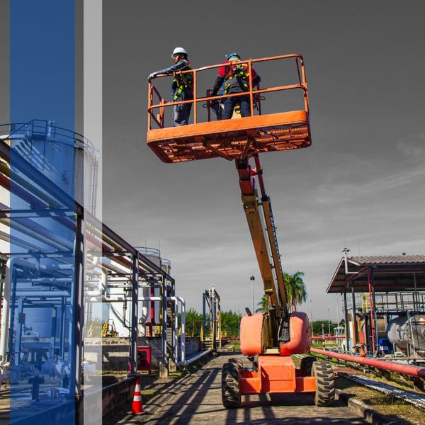 construction workers using a lift machine