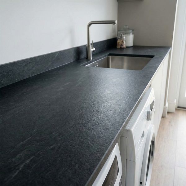 textured engineered stone countertop mimicking soapstone