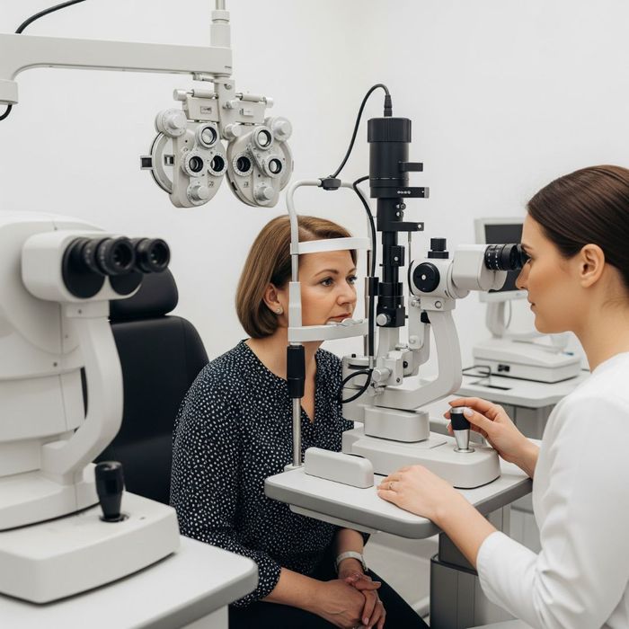 woman at eye exam