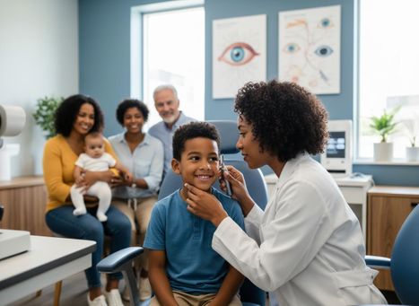 Diverse Family Eye Care Visit