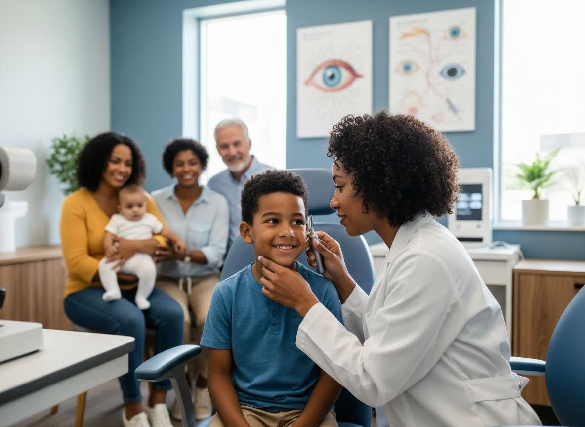Diverse Family Eye Care Visit