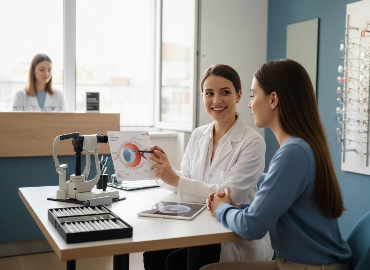 Optometrist Explaining Eye Anatomy to Patient