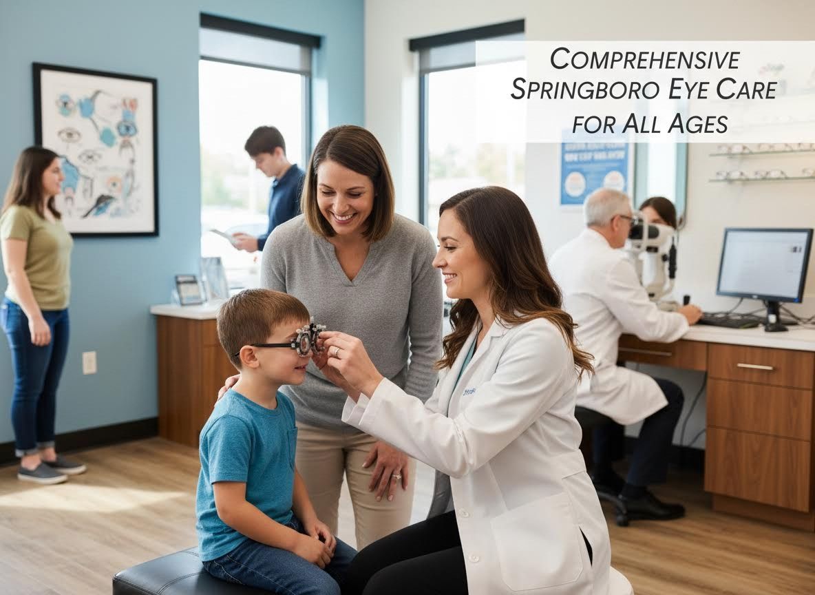 Optometrist Examines Young Boy at Springboro Eye Clinic
