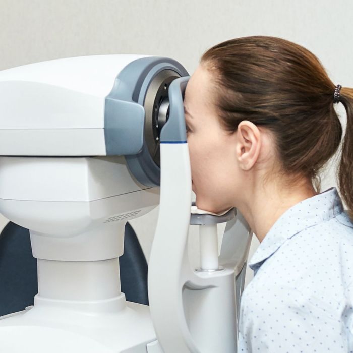 woman at eye exam