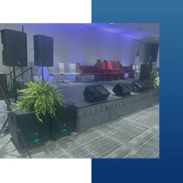 professional audio setup at indoor event