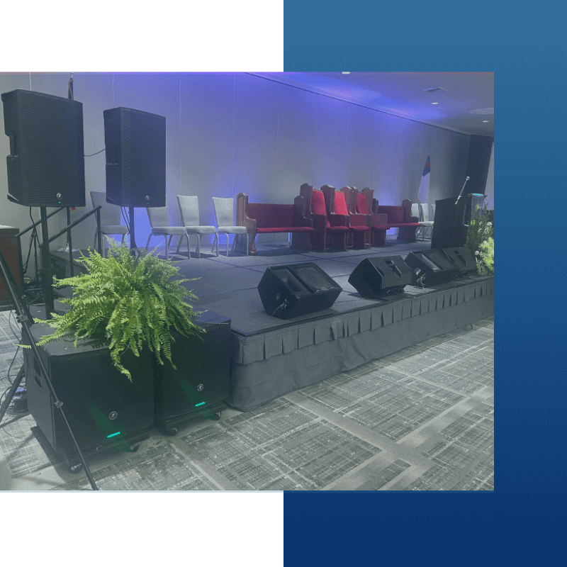 professional audio setup at indoor event