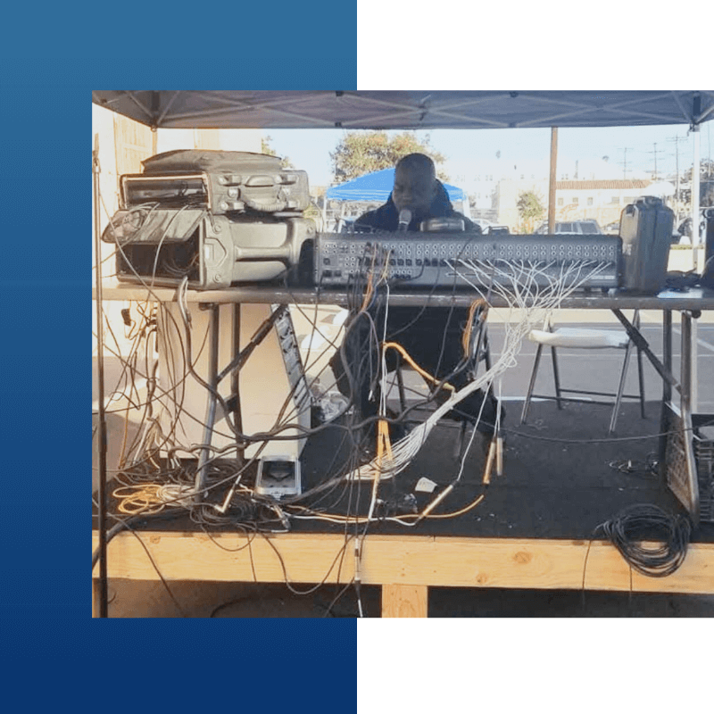professional sound engineer at outdoor event