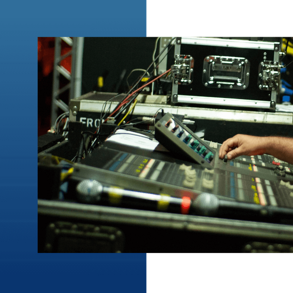 sound engineer using audio equipment