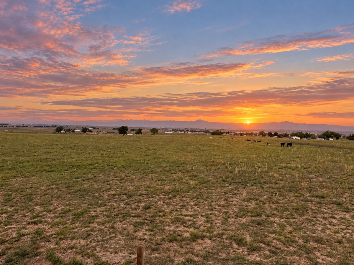 Mountain pasture at golden sunset.png