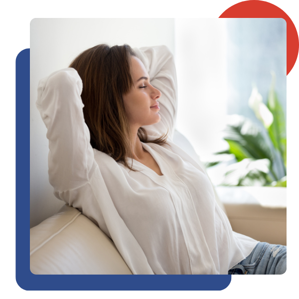 woman breathing in relaxing