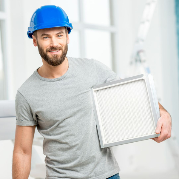 hvac expert holding clean air filter