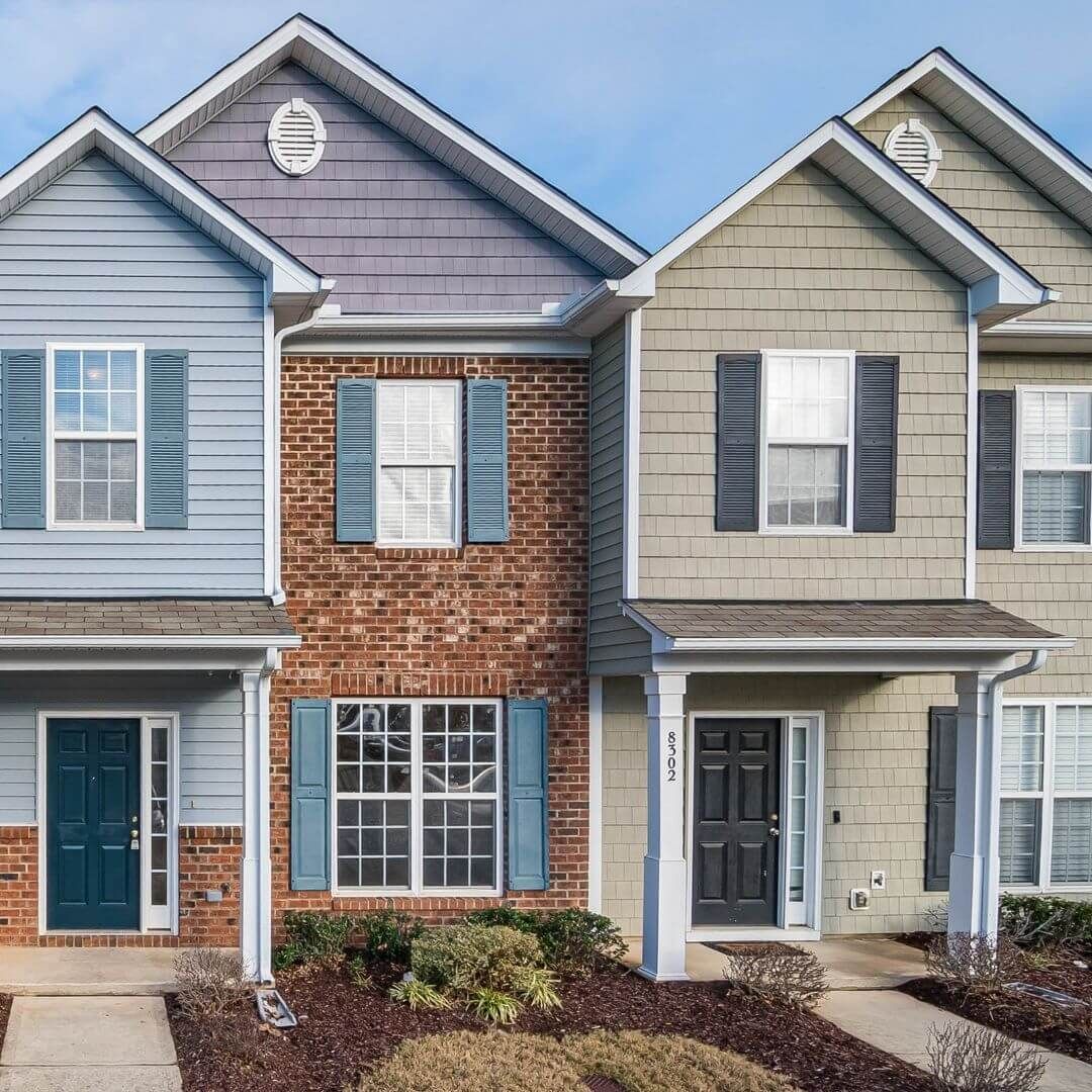 townhouses with various siding