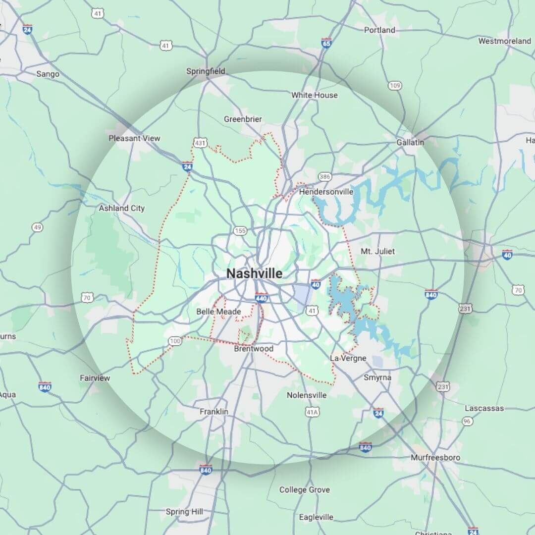 Nashville service area map