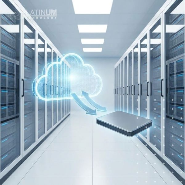 Conceptual image representing automated encrypted cloud data backup and disaster recovery.