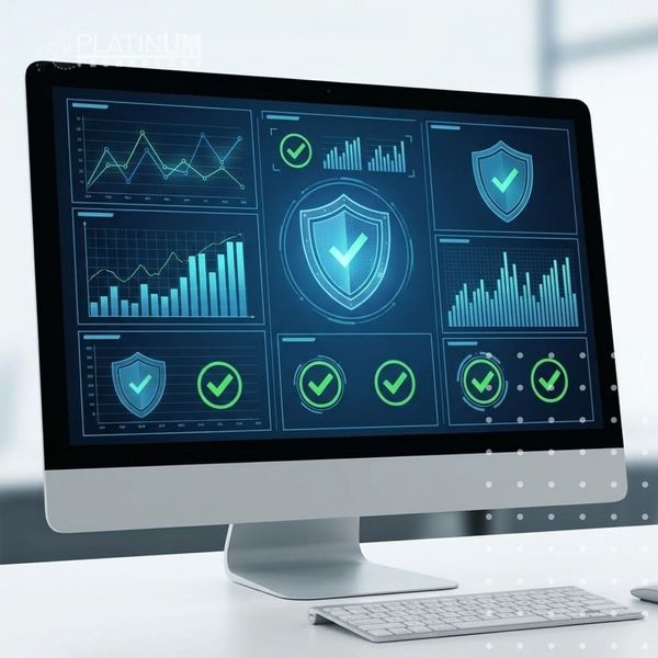 A network security monitoring dashboard displaying green compliant status indicators.