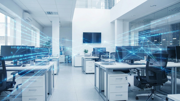 Office with technology overlayed