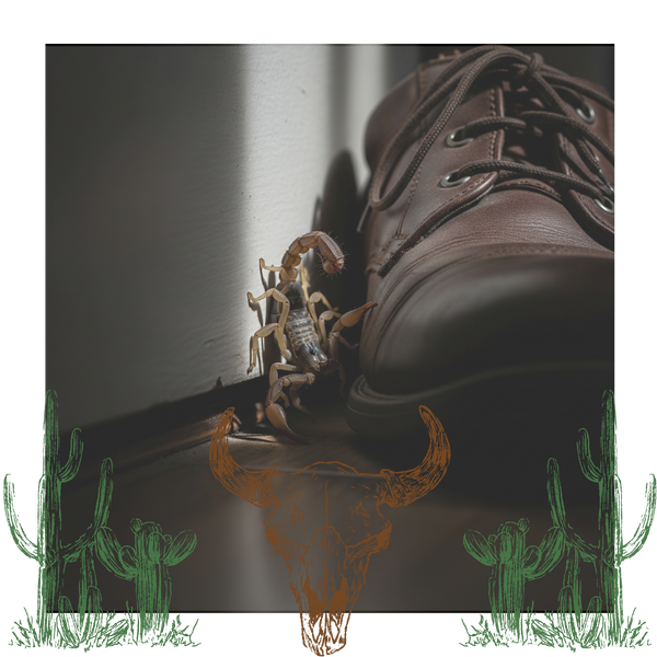  Scorpion hiding in the shadow of a shoe