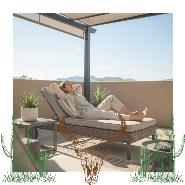 A person relaxing on a patio