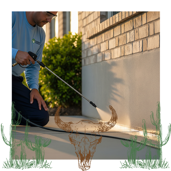 Spraying a wall for pest control