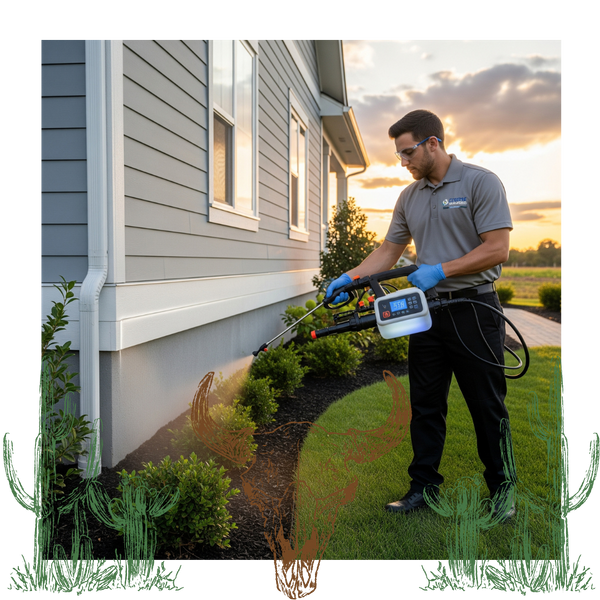 Spraying a home for pests