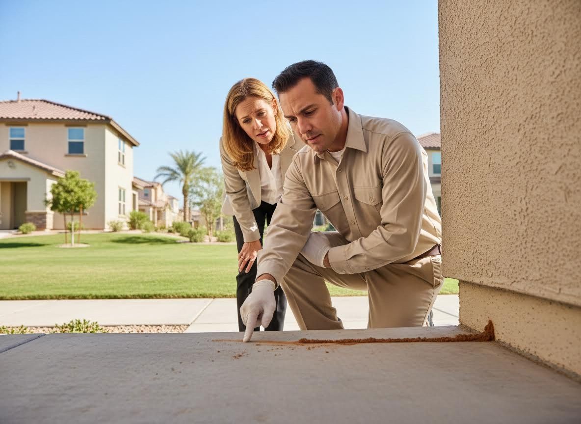 Pest control technician inspecting for termites