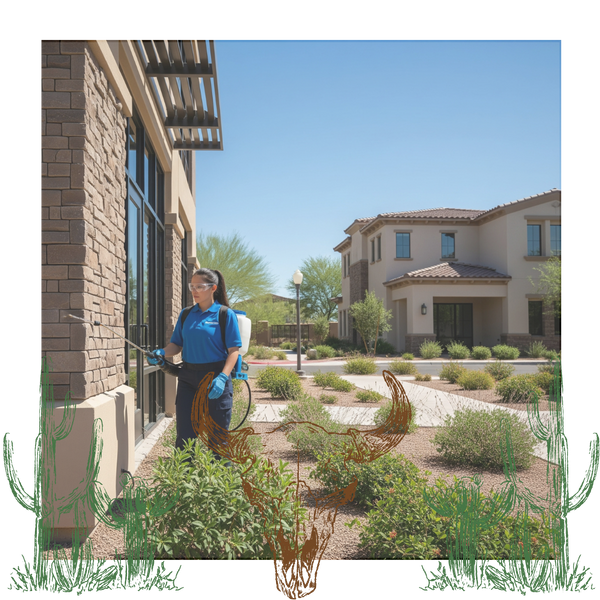 pest control technician treating a modern building