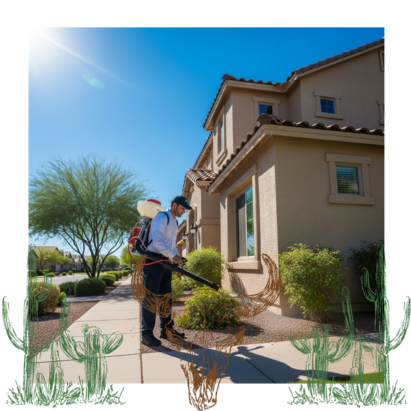 pest control expert treating the foundation of a house i