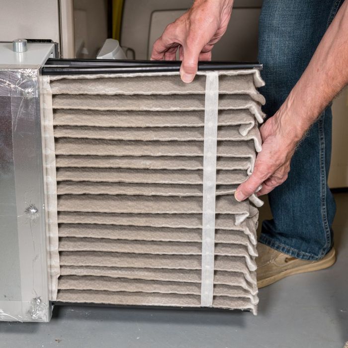 close up of dirty HVAC filter