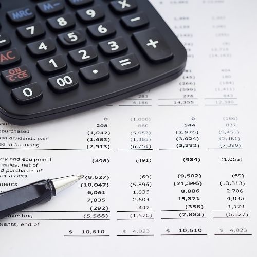 Calculator on a financial document