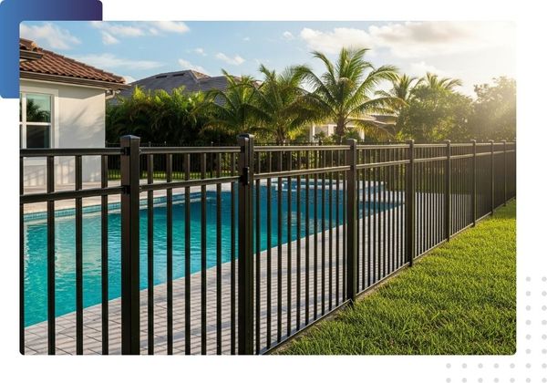 aluminum fence around pool at Florida home