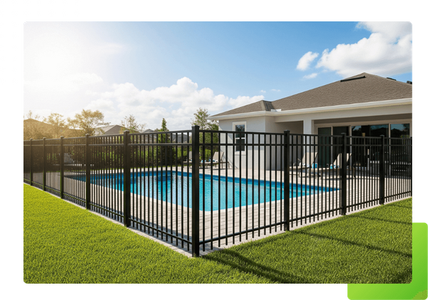 aluminum fence around backyard pool