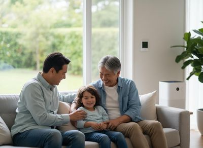 Three Generations Family on Sofa